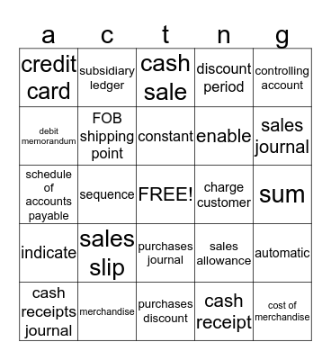 Accounting! Bingo Card