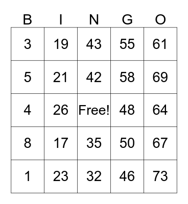 4th floor Bingo Card