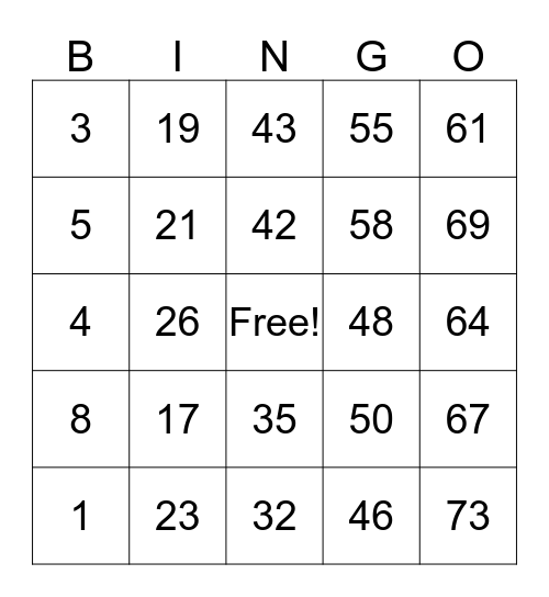 4th floor Bingo Card