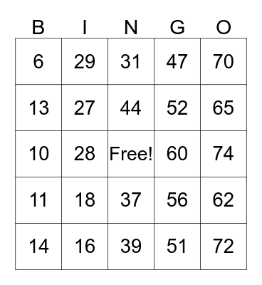 4th floor Bingo Card