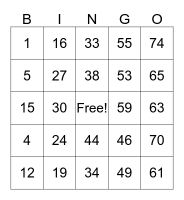 4th floor Bingo Card