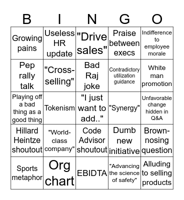 Town Hall Bingo Card