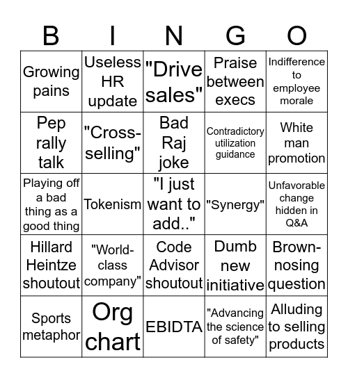 Town Hall Bingo Card