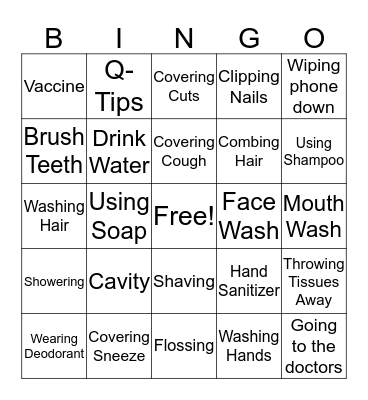 Hygiene Bingo Card