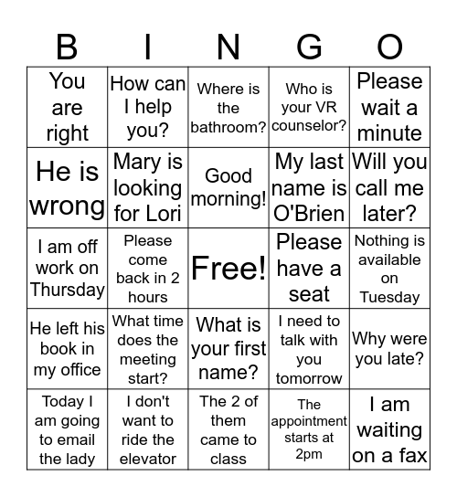 Units 1-4 Bingo Card