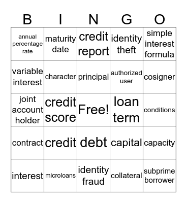 Module 2: Borrowing Bingo Card