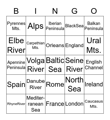 Western Europe Bingo Card