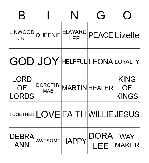 MARTIN BINGO Card