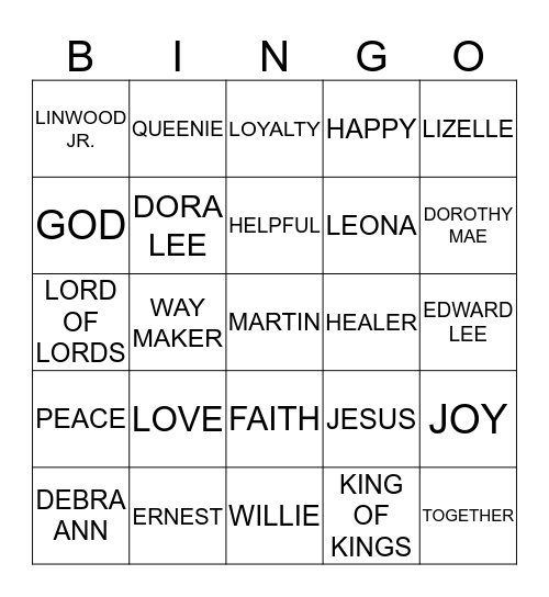 MARTIN BINGO Card