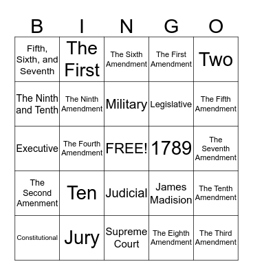 Bill of Rights Bingo Card