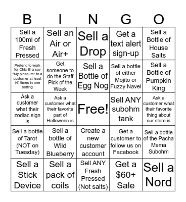 Ashlee Bingo! Bingo Card