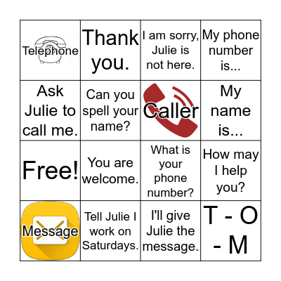 Telephoning Bingo Card