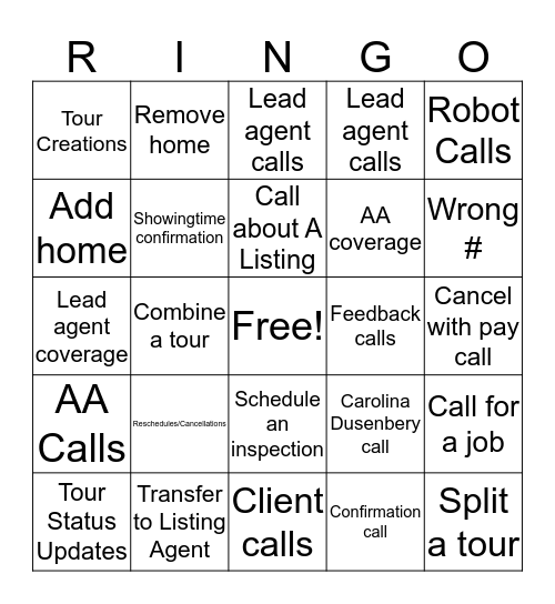 Hotline Ringo Bingo Card