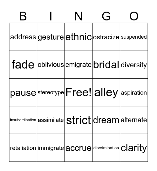 Untitled Bingo Card