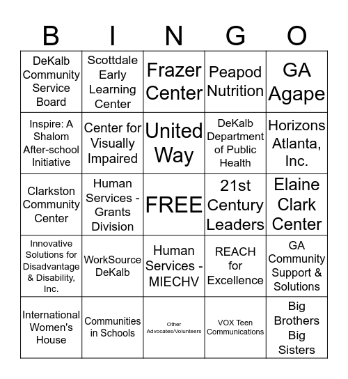 Alliance on Youth Bingo Card