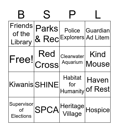 Community Fair Bingo Card