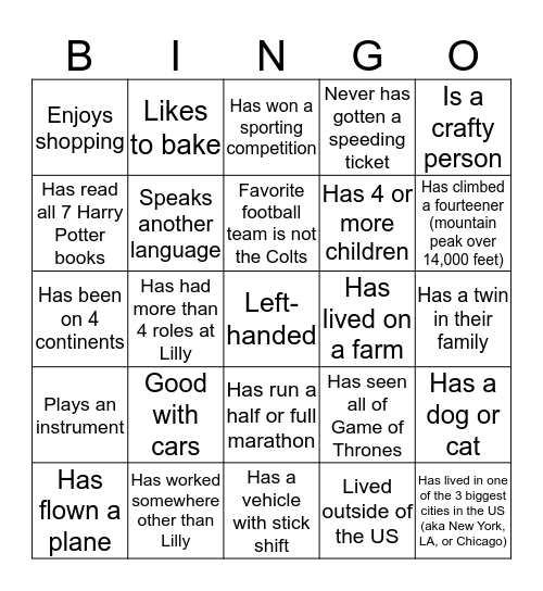 K360 Pilot Plant Teambuilding Bingo Card