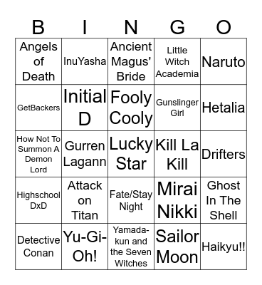 Anime Palawan Official Bingo Card