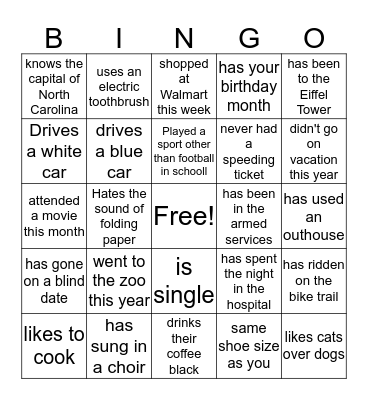 Gaddis Family Reunion 2019 Bingo Card