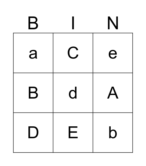 A-E REVIEW Bingo Card