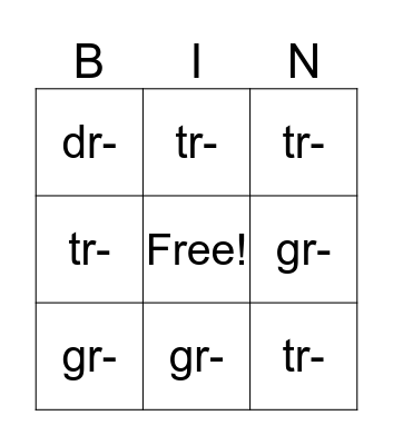 Blend Bingo Card