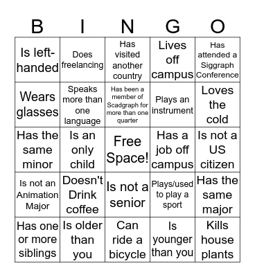 Scadgraph Human Bingo  Bingo Card