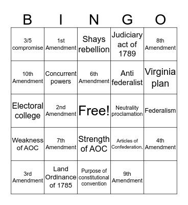 Unit 3 Bingo  Bingo Card