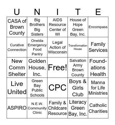 United Way BINGO Card