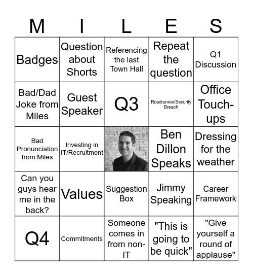 IT Town Hall Bingo Card