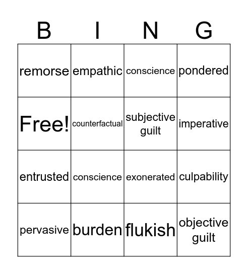 Moral Logic Bingo Card