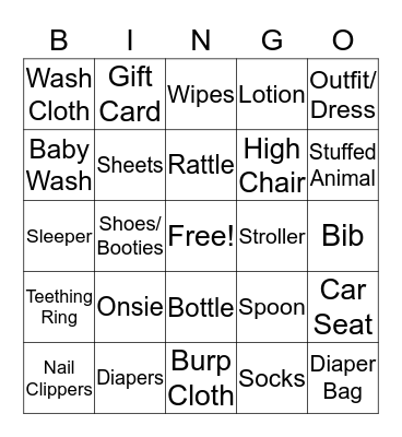 BABY SHOWER Bingo Card