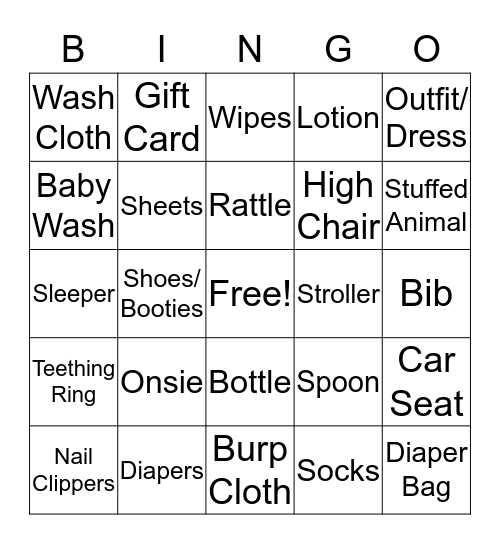 BABY SHOWER Bingo Card