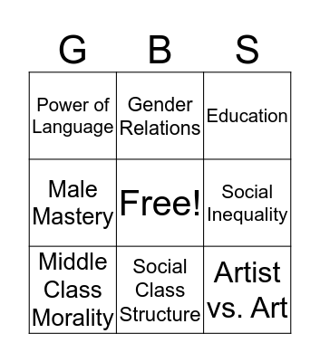 Pygmalion Bingo Card