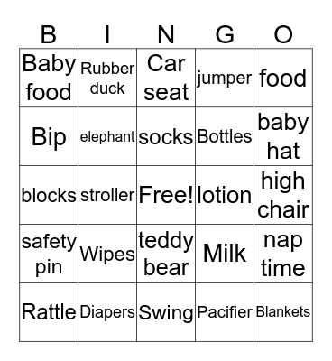 Baby Shower  Bingo Card