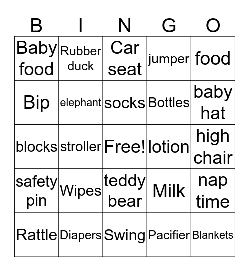 Baby Shower  Bingo Card