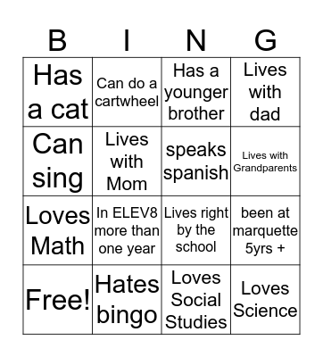 Community Bingo Card