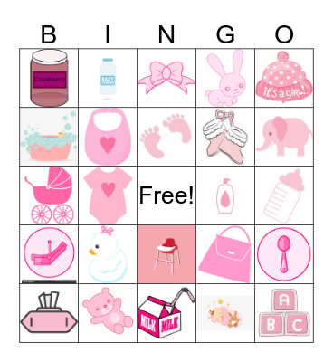 Camila's Baby Shower Bingo Card