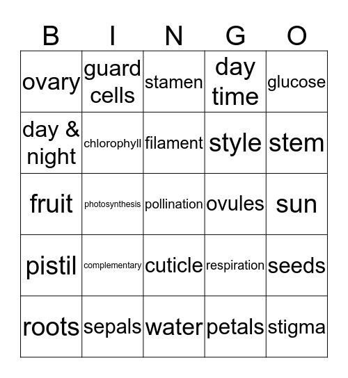 Living Organisms Bingo Card