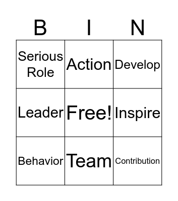 Inspire and Develop Bingo Card