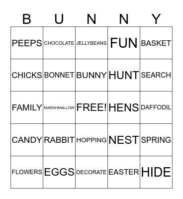 Easter Bingo Card