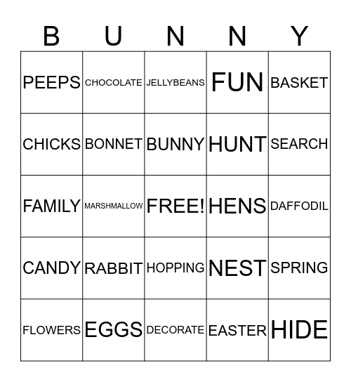 Easter Bingo Card