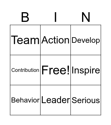 Inspire and Develop Bingo Card