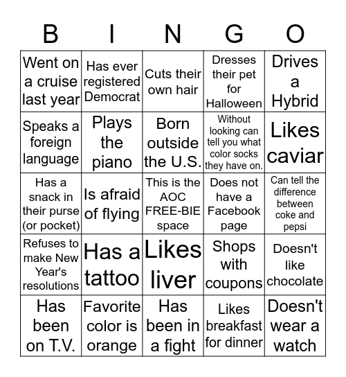 BCRWI People Bingo Card