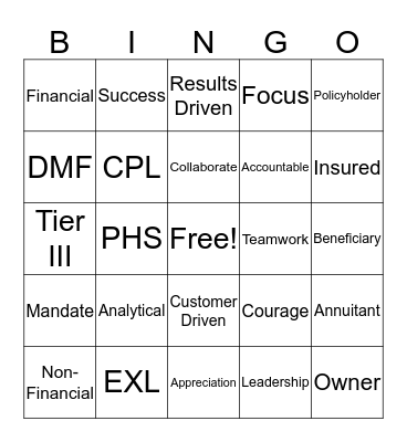 PHS Bingo Card