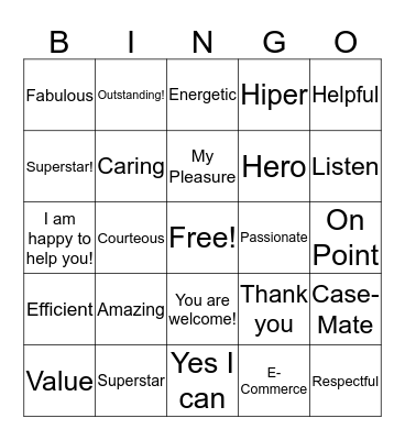 CUSTOMER SERVICE BINGO Card