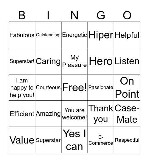 CUSTOMER SERVICE BINGO Card