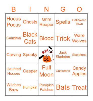 SPOOKtacular Bingo Card