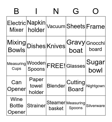 Megan's Wedding Bingo Card