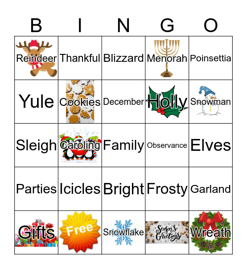 Jingle Mingle Bingo Card