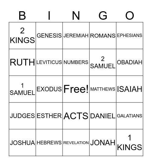 BIBLE Bingo Card